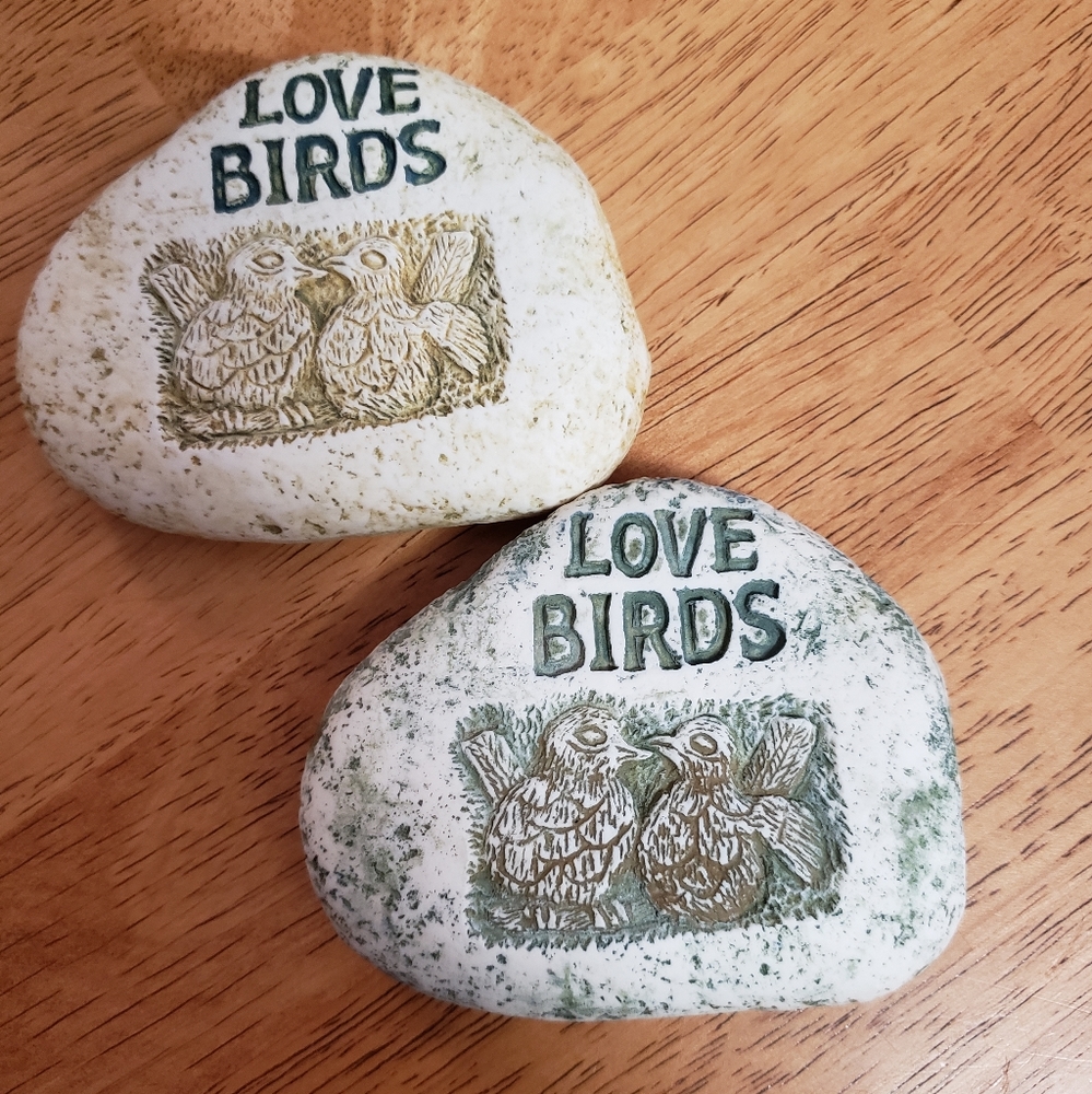 Rocks for planters or flowers. Love Birds